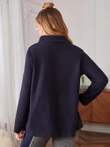 Vista 2 de Verdusa Sudadera de maternidad con nudo lateral y hombros caídos para mujer