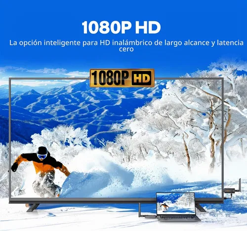 Vista 4 de Transmisor y receptor HDMI inalámbrico, kit extensor de 1 a 2, 656 pies de largo alcance, estable 1080P, 5 GHz 0.05 s con botón de privacidad, Plug