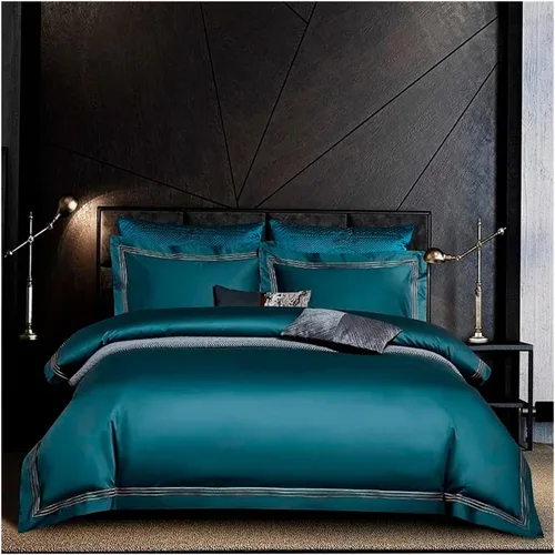 Vista 10 de Juego de ropa de cama de algodón egipcio de 1000 hilos, 4/6 piezas, tamaño doble, queen, king, bordado, funda de edredón, sábana, funda de almohada