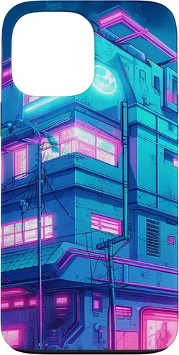 Vista 23 de Funda Vaporwave para iPhone 16 Cyberpunk House