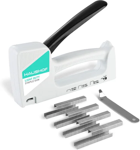 Vista 11 de HAUSHOF Pistola de grapas ligera, pistola de grapas para tapicería con 800 grapas JT21 y removedor de grapadoras, se adapta a grapas JT21 de 1/4