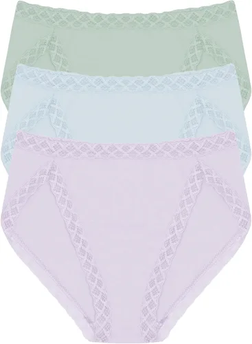 Vista 22 de Natori Paquete de 3 calzoncillos de corte francés Pima Bliss para mujer Negro/Café/Blanco