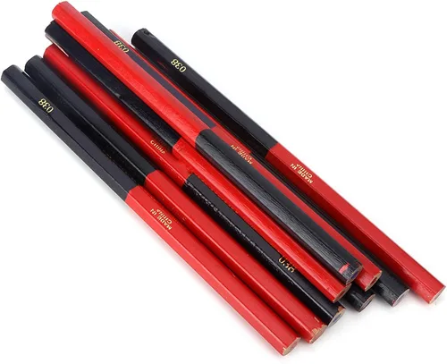Vista 8 de Lápices de carpintería de alambre redondo rojo azul para carpintería, lápices de construcción para marcar, dibujar y escribir