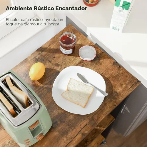 Vista 4 de VASAGLE Estante de cocina con ruedas, carrito de servicio de 23.6 pulgadas con 3 estantes, carrito de cocina, estante para microondas, para mini