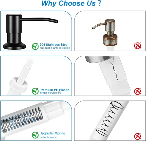 Vista 3 de Dispensador de Jabón Cejiuga para Fregadero de Cocina, Dispensador de Jabón Integrado Mejorado, Dispensador de Jabón de Encimera con Bomba y Kit