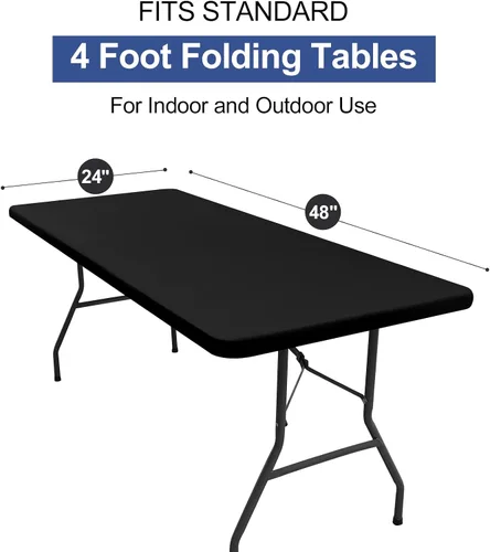 Vista 7 de Mantel rectangular elástico ajustable de 4 pies, funda de tela impermeable, mantel de poliéster lavable para cenas, fiestas, otoño