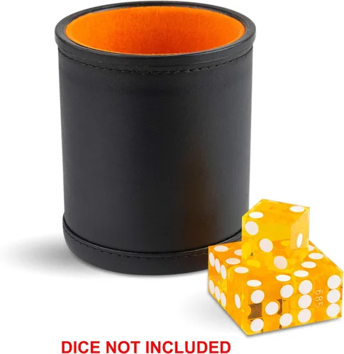 Vista 3 de Taza de dados de cuero para juegos de mesa, forro de fieltro naranja