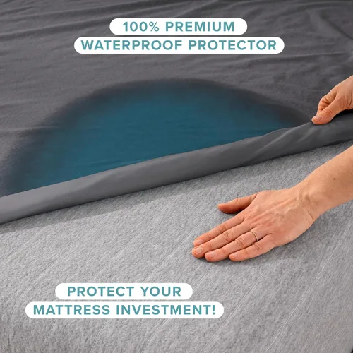 Vista 2 de Bare Home Protector de colchón tamaño Twin, 100% impermeable y transpirable, funda de colchón refrescante, protege contra derrames, sin vinilo, sin