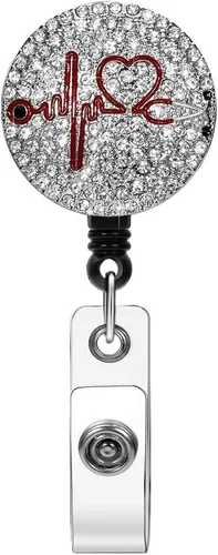 Vista 9 de Soleebee Carrete de insignia para enfermera, retráctil de 24 pulgadas con clip giratorio de cocodrilo, soporte para tarjetas de identificación