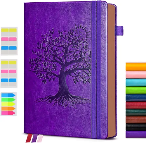 Vista 17 de Diario vintage de cuero con 300 páginas numeradas, diario rayado A4 para hombres y mujeres, diarios para escribir, cuaderno de rayas universitarias