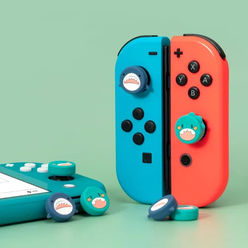 Vista 5 de GeekShare 4PCS Cute Shark Thumb Grip CapsSoft Silicone Joystick Cover Compatible with Nintendo Switch OLED Switch Lite