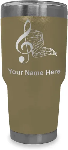 Vista 77 de LaserGram Vaso aislado al vacío de 20 onzas, notas musicales, grabado personalizado incluido (negro)