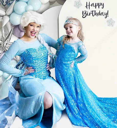 Vista 3 de Esvaiy Disfraz de princesa Elsa para niñas, de lujo, lentejuelas, Halloween, fiesta de cumpleaños, vestido para niños 3t 4t 5t 6t 7t 8t