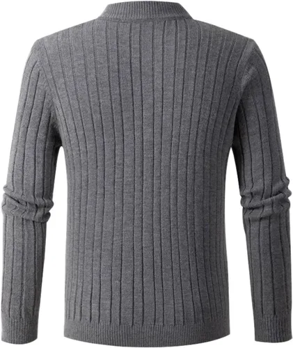 Vista 2 de Chaqueta de lana larga con cremallera para hombre, chaqueta de forro polar con cremallera para hombre, chaquetas de regna, cárdigan largo de lana