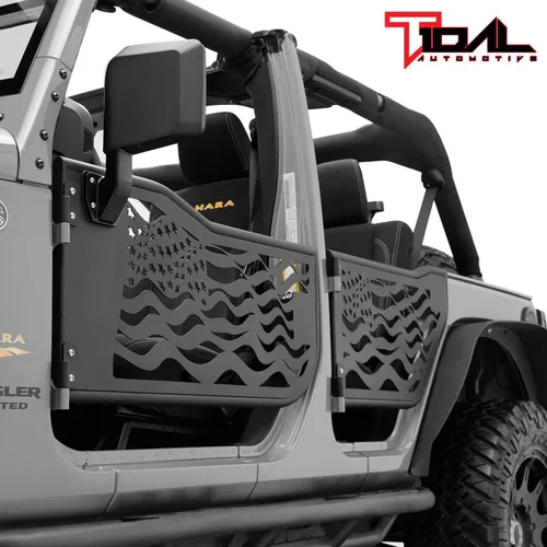 Vista 9 de EAG Puerta tubular de la bandera de Estados Unidos 4 con espejo reflectante apto para Wrangler JK 07-18 4 puertas solamente