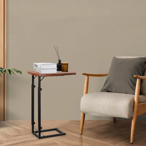 Vista 8 de Mesa auxiliar ajustable en forma de C de alta calidad para sofá, mini mesas auxiliares para sofá, mesa de centro pequeña con marco de metal, hermoso