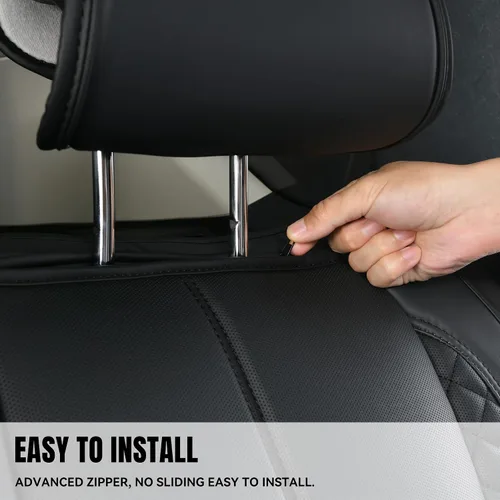 Vista 7 de Car Pass Funda de asiento trasero, brillantes, acolchadas, cuero napa, impermeable, transpirable, protector de ajuste universal para automóvil