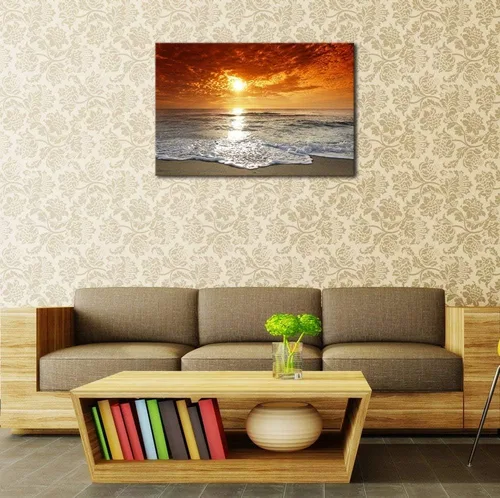 Vista 8 de Wieco Art - Paisaje moderno marino, arte expandido, impresiones marinas con marco, fotos del mar, pinturas sobre tela, arte para pared, para la sala