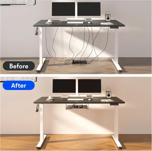 Vista 6 de FLEXISPOT EN2 Escritorio de pie de una pieza completa con regleta de alimentación de abrazadera, escritorio eléctrico de altura ajustable de 40 x 24