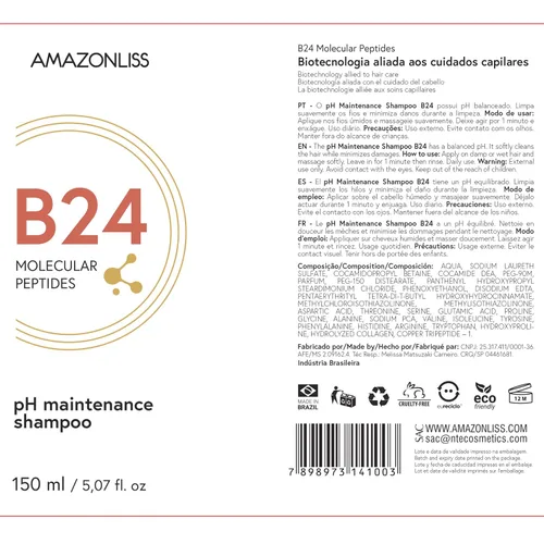 Vista 7 de Amazonliss – Péptidos moleculares B24 – Champú de mantenimiento de pH (champú B24 5.07 Fl Oz)