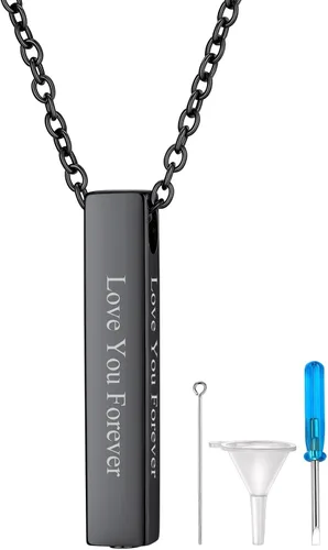 Vista 37 de Richsteel Collares de urna para cenizas para mujeres y hombres, collar con colgante de cremación para cenizas, joyería conmemorativa de acero