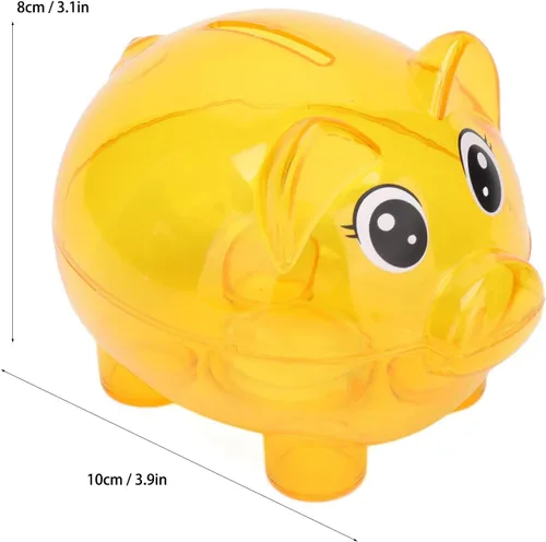 Vista 2 de Hucha de cerdito, caja de ahorro de dinero, caja de ahorro de monedas, caja de ahorro transparente, alcancía de cerdo de dibujos animados, alcancía