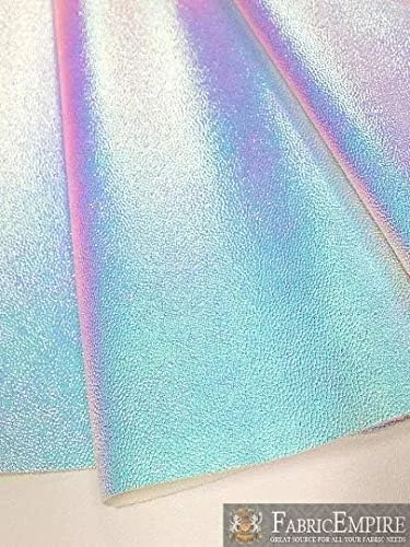 Vista 4 de Fabric Empire Tapicería de vinilo en relieve holograma de piel brillante holograma material de tela holográfica azul claro 54 pulgadas de ancho