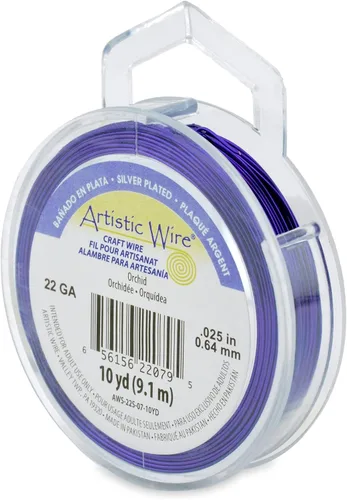 Vista 107 de Artistic Wire, Alambre de cobre de color chapado en plata de calibre 18, resistente al deslustre, amatista, 20 pies
