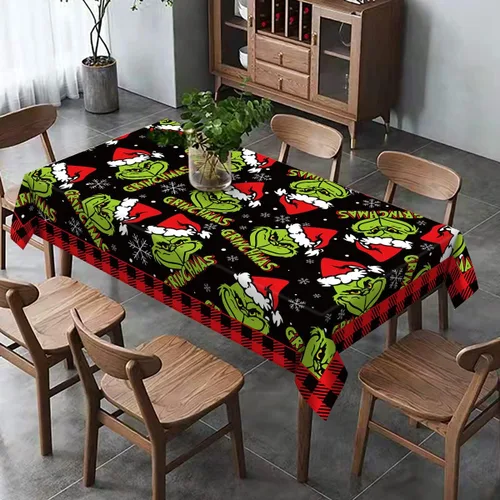 Vista 4 de Hafangry Mantel Verde de Navidad con Diseño de Árboles de Navidad para Fiestas de Invierno y Vacaciones, Decoración Rectangular para Cocina