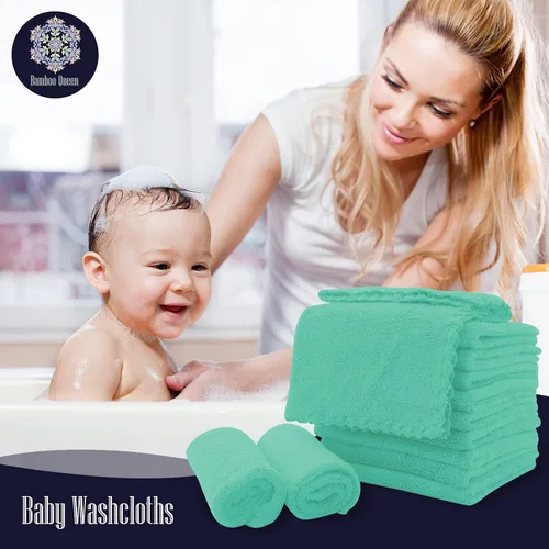 Vista 4 de Paquete de 16 toallitas para bebé - 10x10 pulgadas, vellón de coral - Paños de lavado extra absorbentes y suaves para recién nacidos, bebés y niños