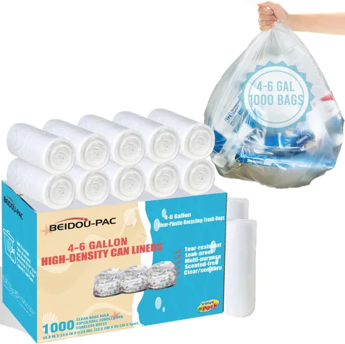 Vista 11 de BEIDOU-PAC Bolsas de basura de 2 a 4 galones, 400 unidades a granel, bolsas de reciclaje de plástico transparente, pequeñas bolsas de basura