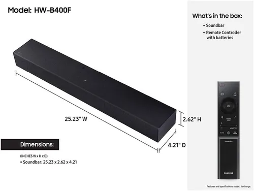 Vista 6 de SAMSUNG Barra de sonido serie B HW B400F 2.0 canales, negro (renovado)