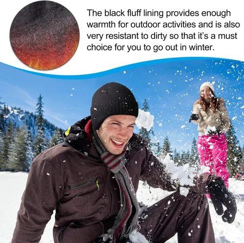 Vista 6 de Syhood Men Winter Earflap Hat Ski Skull Cap Knitted Beanie Stocking Hat with Ear Warmer