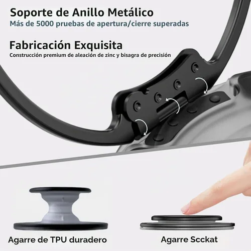 Vista 8 de AUROX - Agarre magnético para teléfono MagSafe, color negro transparente Transparente negro