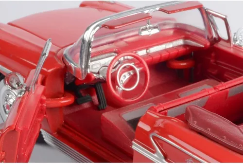 Vista 6 de Motor Max 1:24 W/B American Classics 1958 Chevrolet Impala Convertible Vehículo Diecast para niños unisex, rojo
