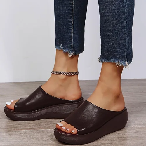 Vista 7 de Sandalias ortopédicas para mujer 2024 de verano, cómodas, ortopédicas, de cuero, con plataforma, con soporte para el arco, sandalias