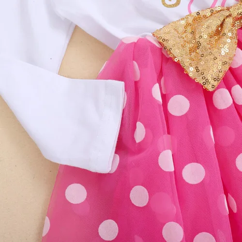 Vista 4 de ODASDO Vestidos de princesa de manga larga con tutú y lazo para fiesta de cumpleaños de 1, 2 y 3 cumpleaños