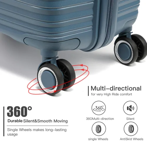 Vista 3 de Luggage Sets 4 Piece with 6 Set Packing Cubes - Lightweight PP Hardshell Suitcase with Spinner Wheels, TSA Lock (IceBlue)