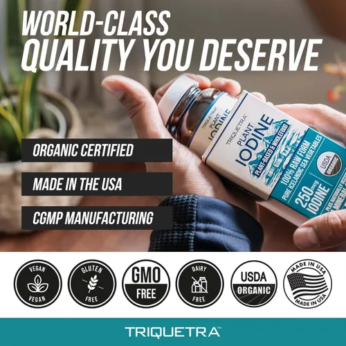 Vista 8 de Suplemento de yodo orgánico – 1,500 mcg de yodo, máxima potencia – de complejo de vegetales marinos, alimento integral y forma cruda – Contiene