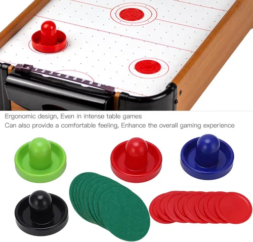 Vista 5 de Multicolor Table Hockey Pushers Pucks Set, Replacement Hockey Accessories Kit with 4 Pushers and 8 Pucks, Thick Felt Bottom for Smooth Sliding on