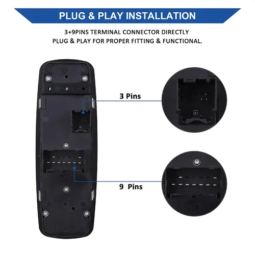 Vista 3 de Interruptor de ventana eléctrica del lado del conductor compatible con Dodge RAM 1500/2500/3500 / 3500 Quad y Crew Cab Pickup, botones automáticos