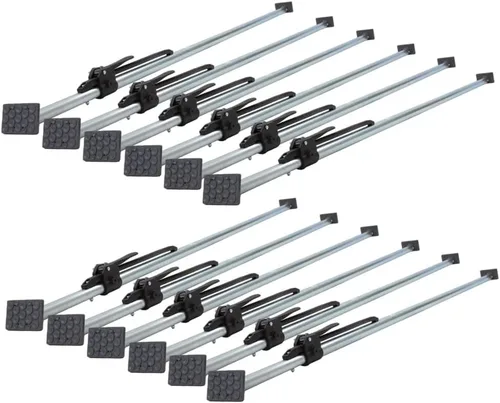 Vista 17 de Mytee Products Barra de carga de gato de carga de 86 a 114 pulgadas con tubo de acero cuadrado soldado y patas de goma pivotantes atornilladas