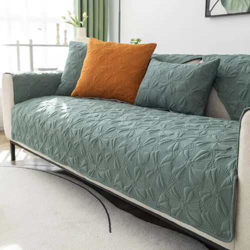 Vista 8 de vctops Funda de sofá bordada de algodón acolchada para sofá modular, funda antideslizante para perros, gatos y mascotas, para sofá biplaza, sillón