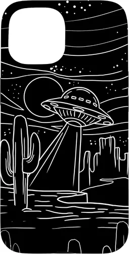 Vista 6 de iPhone 16 UFO Desert Retro Alien Spaceship Area 51 ET Space Lover Gift Case