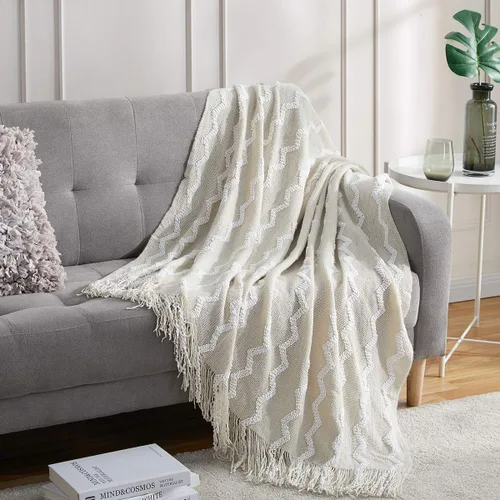 Vista 34 de Bourina - Manta de chenilla de punto, ligera, suave, acogedora, para cama, sofá, silla