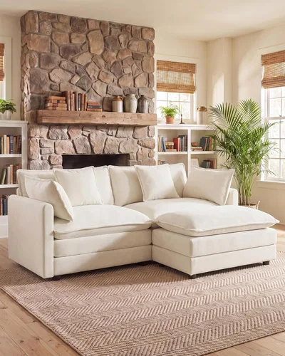 Vista 102 de 76.7" Cloud Couch for Living Room, Deep Seat Loveseat Sofa, Beige Breathable Chenille, 2-Seats Couch for Apartment Small Spaces, Pocket Spring