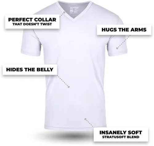 Vista 2 de Fresh Clean Threads V Neck T Shirts for Men - Pre Shrunk Soft Fitted Premium Classic Tee - Men's T-Shirt Cotton Poly Blend