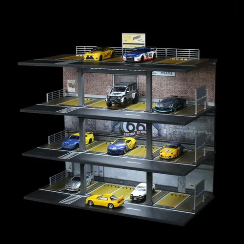 Vista 8 de Organizador de vitrina de coche fundido a presión a escala 1/64 - Diorama gris