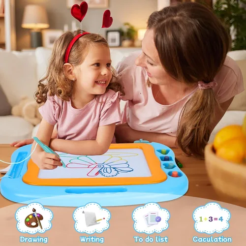Vista 4 de BABLOCVID - Pizarra magnética para dibujar, juguetes para niños pequeños para niños y niñas, pizarra de garabatos borrable de 15 pulgadas