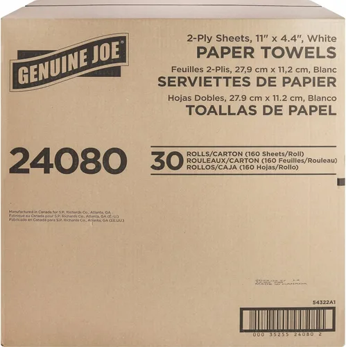 Vista 2 de Genuine Joe - GJO24080 Toallas de papel de dos capas en rollo para el hogar (paquete de 30) - BLANCO